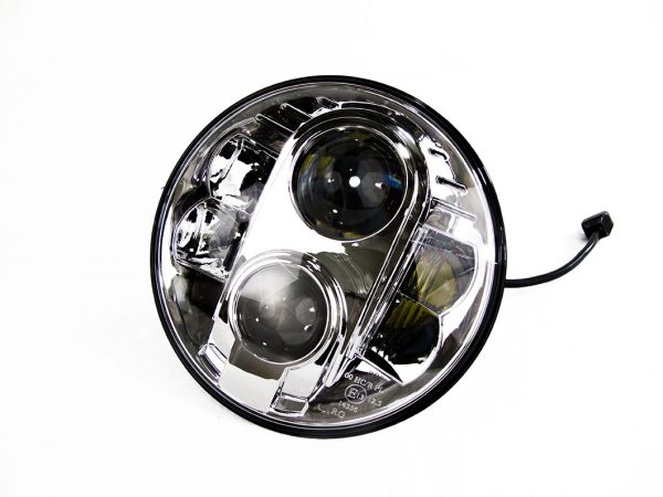 Race Sport RS Headlights Jeep Wrangler TJ 2 Dr (97-06) [7in LED Projector Conversion Kit 8x10W] Plug-&-Play H4 H L & H13 H L Adapter Plug - Chrome Cheap