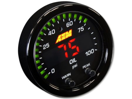 AEM X-Series Oil Fuel Pressure Gauge 0~100psi   0~7bar  Black Bezel & Black Oil Faceplate Online Sale