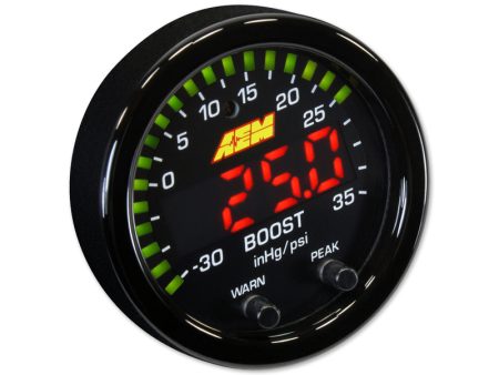 AEM X-Series Boost Pressure Gauge -30 inHg ~ 35 psi   -1 ~ 2.5 bar 30-0306 Online Sale