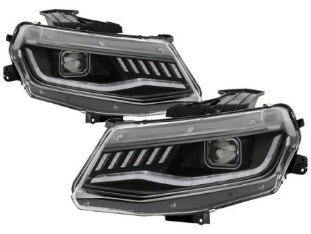 Auto Addict Projector Headlights Chevy Camaro (2016-2018) w  LED DRL & Sequential Turn Signal - Black or Chrome Housing Online now