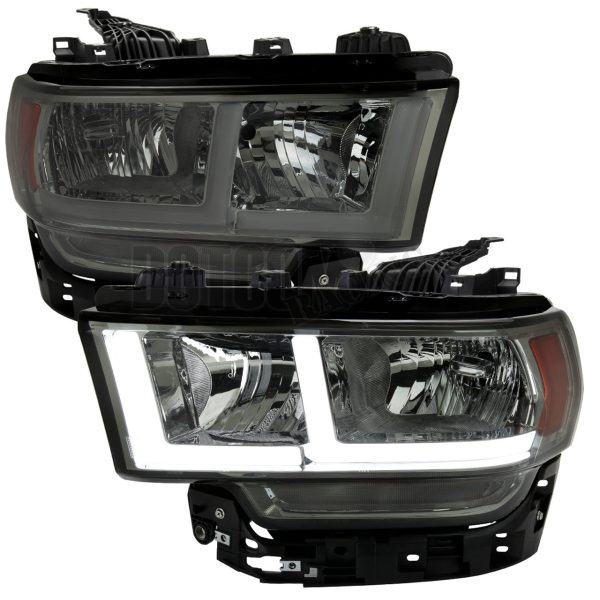 Spec-D Headlights Ram 2500 3500 (19-22) Tradesman   Big Horn -  Dual Bar LED - Black   Chrome w  Breathing Effect Online now