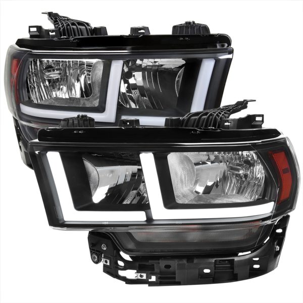 Spec-D Headlights Ram 2500 3500 (19-22) Tradesman   Big Horn -  Dual Bar LED - Black   Chrome w  Breathing Effect Online now