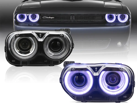 Auto Addict Headlights Dodge Challenger (15-23) LED RGB Color Change Projector Lights on Sale