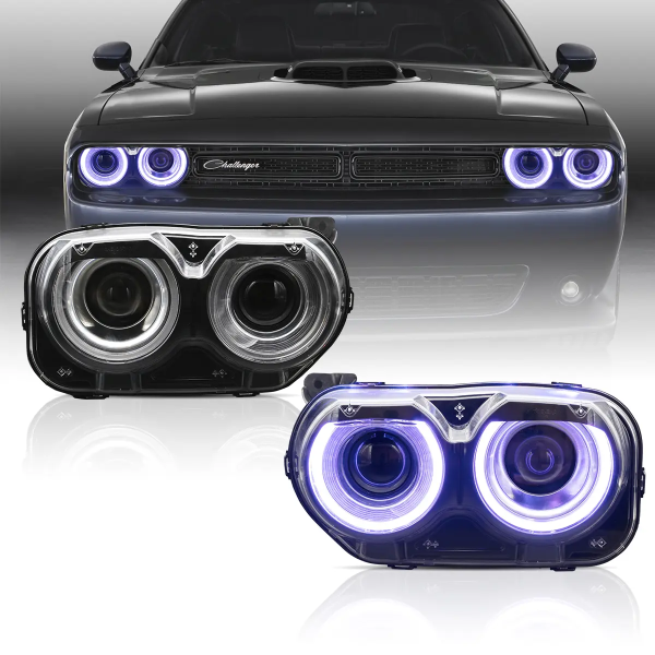 Auto Addict Headlights Dodge Challenger (15-23) LED RGB Color Change Projector Lights on Sale