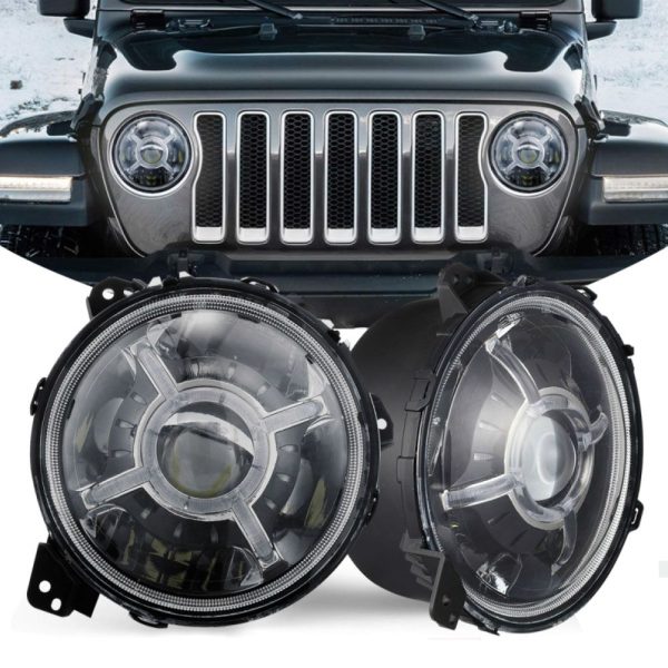 Race Sport RS LED Headlight Jeep Gladiator (18-23) Adjustable Angle Beam 108-Watt w  X-Halo DRL Discount