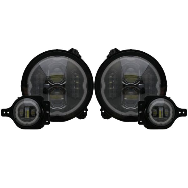 Race Sport RS LED Headlight & Fog Light Kit Jeep Wrangler JT (18-23) RGBW Chasing Combo Kit For Cheap