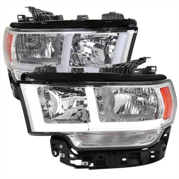 Spec-D Headlights Ram 2500 3500 (19-22) Tradesman   Big Horn -  Dual Bar LED - Black   Chrome w  Breathing Effect Online now