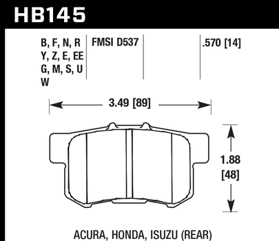 Hawk Blue 9012 Racing Brake Pads Honda Accord 2.2  2.3  2.4  3.0L (1991-2007) Rear Set HB145E.570 Hot on Sale