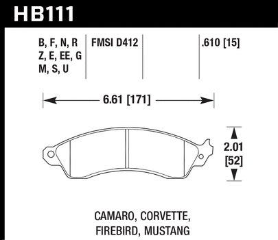 Hawk Blue 9012 Racing Brake Pads Chevy Camaro (1988-1992) Front Set HB111E.610 Online Sale