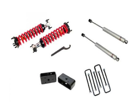 Freedom Offroad Lift Kits GMC Sierra 1500 (07-18) 1-4  Adjustable Coilovers   3  Rear Blocks w  U Bolts & Shocks Fashion