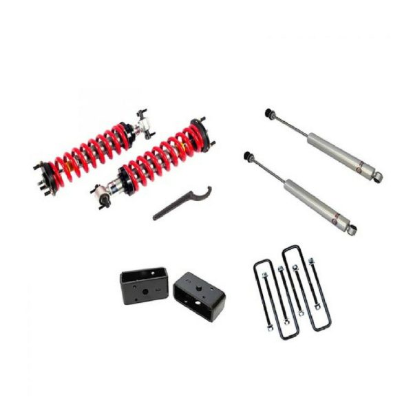 Freedom Offroad Lift Kits GMC Sierra 1500 (07-18) 1-4  Adjustable Coilovers   3  Rear Blocks w  U Bolts & Shocks Fashion