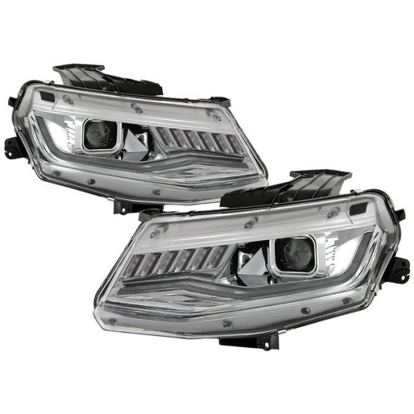 Auto Addict Projector Headlights Chevy Camaro (2016-2018) w  LED DRL & Sequential Turn Signal - Black or Chrome Housing Online now