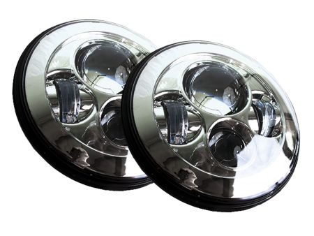 Race Sport RS Headlights [7in LED Projector Conversion Kit 4x10W] Plug-&-Play H4 H L w  Chrome Finish Cheap