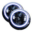 Race Sport RS Headlights Land Rover Defender 90 (95, 97) [7in LED Projector Kit 4x10W] Plug-&-Play H4 H L   Black - w  White Blue Halo or White Amber Halo For Discount