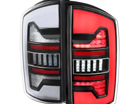 Spec-D LED Tail Lights Dodge Ram (02-06) Dynamic LED C Light Bar - Black   Chrome   Red For Sale