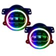 Race Sport RS 4  LED Fog Light Jeep Wrangler (07-14) w  LED RGB White Halo Angle Eyes For Cheap