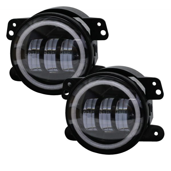 Race Sport RS 4  LED Fog Light Jeep Wrangler Unlimited 4 Dr (07-17) w  LED RGB White Halo Angle Eyes For Cheap