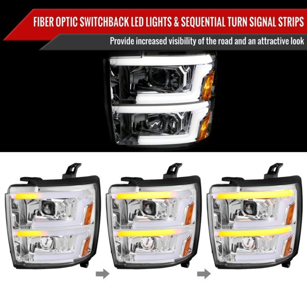 Spec-D Projector Headlights Chevy Silverado 2500HD   3500HD (15-19) Switchback Sequential LED For Discount