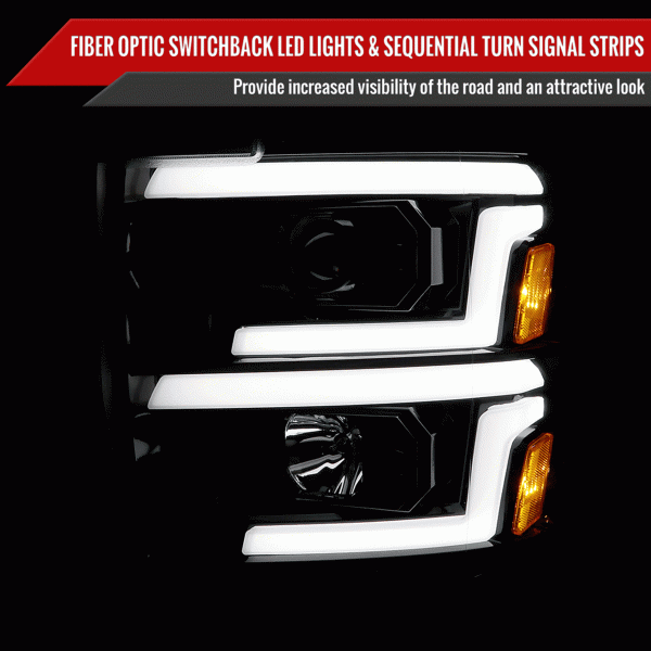 Spec-D Projector Headlights Chevy Silverado 2500HD   3500HD (15-19) Switchback Sequential LED For Discount