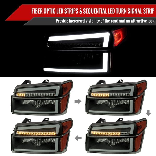 Spec-D OEM Replacement Headlights Colorado   Canyon (04-12) Sequential Turn Signal w  LED Bar For Sale