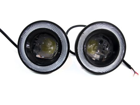 Race Sport RS Universal Round Fog Light Projector Kit (2.5  3  3.5 ) White   Blue   Red LED Halo For Discount