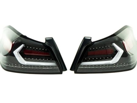 OLM Evolution Tail Lights Subaru WRX   WRX STI (2015-2021) Clear Lens   Black Base   White  Bar Online Hot Sale